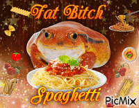 tomato frog eating spaghetti animovaný GIF