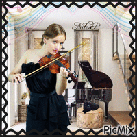 Woman playing music in her room -  Contest - Free animated GIF