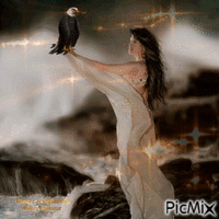 A mulher e a águia - GIF animé gratuit