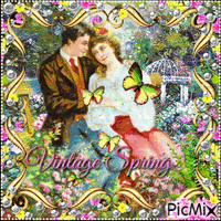 Couple in a garden - Vintage - 免费动画 GIF