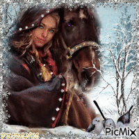 WOMAN WITH HORSE анимиран GIF
