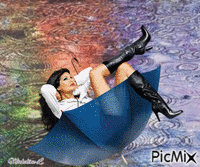 femme pluie animovaný GIF