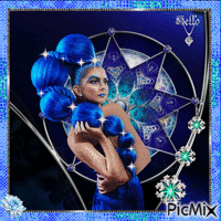 femme au cheveux bleu - Zdarma animovaný GIF
