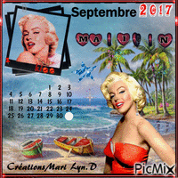 CALENDRIER MARILYN SEPTEMBRE 2017 анимирани ГИФ