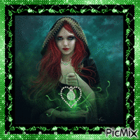 Green woman fantasy GIF animé