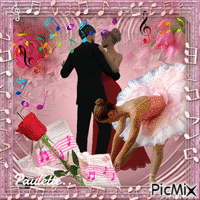 couple de danseur sur fond rose