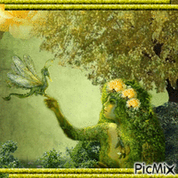 green and yellow fantasy - Free animated GIF