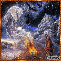 Fire and shamans - Gratis geanimeerde GIF