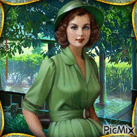 конкурс,,Femme en vert - Vintage" - Ücretsiz animasyonlu GIF