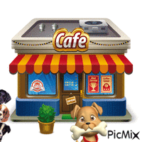 Delante de un cafe... GIF animata