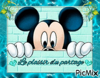 Mickey plaisir du partage Gif Animado