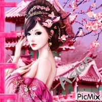 Femme asiatique en rose...concours - png gratis