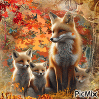 Autumn foxes - Δωρεάν κινούμενο GIF