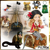 lady pirate animovaný GIF