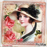 femme vintage rose - GIF animé gratuit