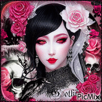 Gothique avec des roses - GIF animado grátis