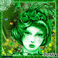 Woman green GIF animé