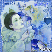 Pierrot _ tons bleu анимированный гифка