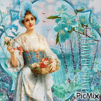 Dame mit einem Blumenkorb
