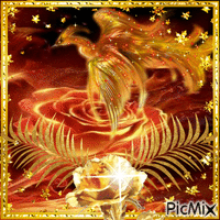 The Phoenix in red and gold animēts GIF