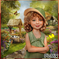 Kleines Mädchen in einem Garten