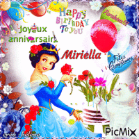 cadeau pour mon amie ( Miriella ) ♦ Joyeux anniversaire - GIF animé gratuit