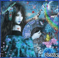 Geisha Blue - 無料のアニメーション GIF