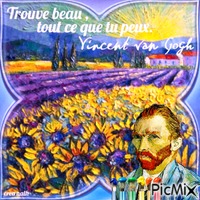 Vincent Van Gogh et le champ de tournesol..concours アニメーションGIF