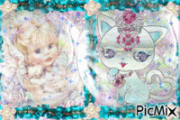 pussycat  love et sont amie l'ange   ♥♥♥concour loresla - 無料のアニメーション GIF