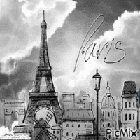 Paris en Noir et Blanc - GIF animé gratuit