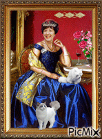 Девушка с кошками animovaný GIF