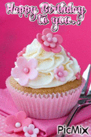 Happy Birthday Pink Cupcake! - GIF animado grátis
