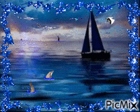 Le voilier bleu - GIF animé gratuit