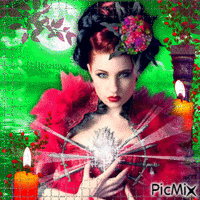 Gothic woman with magic GIF animé