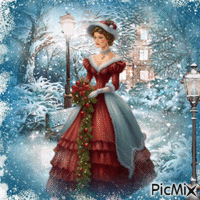 Mujer en invierno - Vintage - Bezmaksas animēts GIF