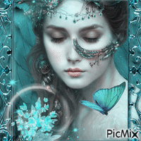 Portrait Fantasy Turquoise - GIF animé gratuit