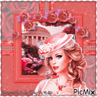 ♣Woman in Coral Red Tones♣ animowany gif