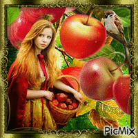 The girl with apples