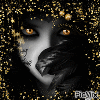 Femme en noir et or - GIF animado grátis