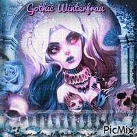 Gothic Winterfrau in rosa- blau