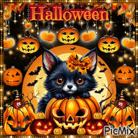 Cute Halloween Kitty - GIF animé gratuit