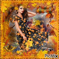 Woman in Autumn - GIF animé gratuit