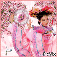 Femme orientale rose - GIF animado grátis