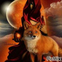 La dame & le renard - GIF animado gratis