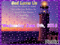 WEDNESDAY JUNE 8TH, 2016 GOD LOVES US - Gratis animeret GIF