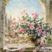 Pink Roses κινούμενο GIF