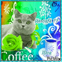 Pause café   chat Animated GIF