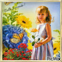 Concours : Portrait de petite fille avec des fleurs GIF animé