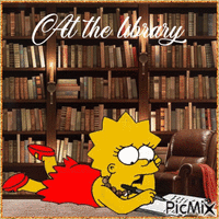Concours : Lisa Simpson dans une bibliothèque - GIF animé gratuit