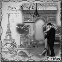 Carte postale de Paris en gris - bezmaksas png